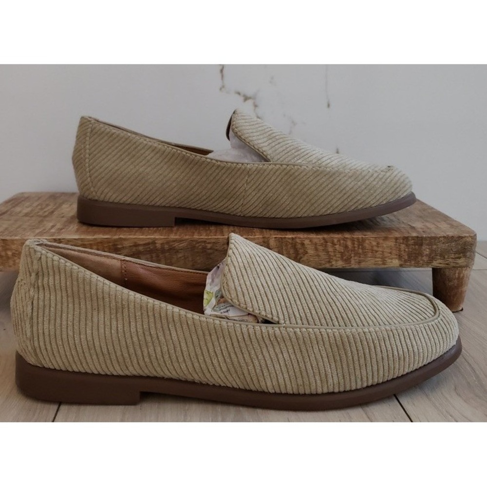 Lucky Brand Kaiser Loafers Womens 10 Beige Corduroy Slip‎ On Flats